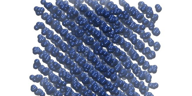 Simulation snapshot of a soft matter cluster crystal formed between ultrasoft particles. 