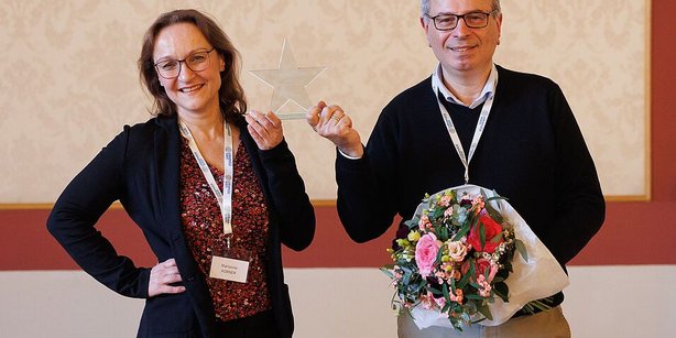 Marianne Korner & Christos Likos with trophy