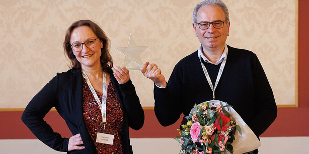 Marianne Korner & Christos Likos with trophy