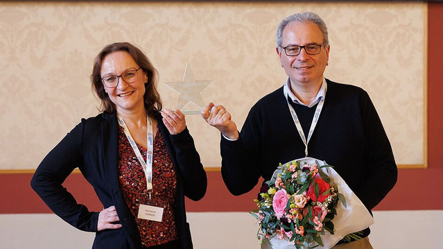 Marianne Korner & Christos Likos with trophy